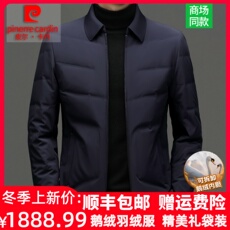 Пуховик мужской 皮尔卡丹轻薄羽绒服男2023冬季中年男士翻领商务爸爸装鹅绒服外套