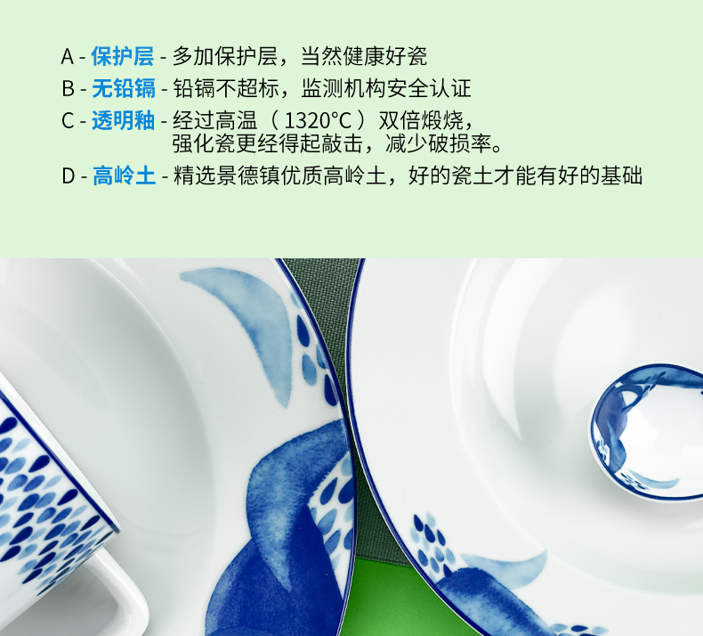 TaoXiChuan jingdezhen blue and white porcelain tableware suit dishes combination of household of Chinese style dishes creative mother - in - law