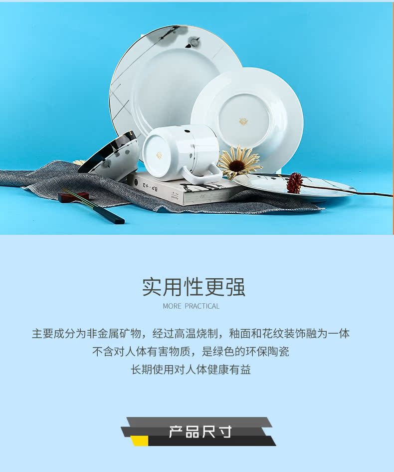 TaoXiChuan ink jingdezhen ceramic tableware suit household dishes combine new Chinese dishes ink geometry