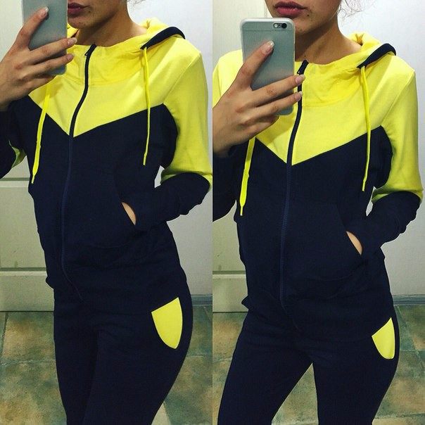 Dames patchwork sport hoodie en short set voor casual_voghion.com
