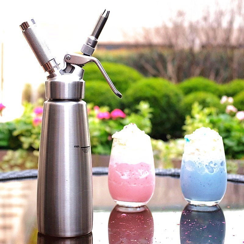 Mounted milk bottle foamer stainless steel coffee shop gas bottle milk cap cream to send flowers manual flower gun machine to spray flowers