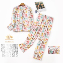 Pajamas Woman 2022 New Pure Cotton Spring Autumn Long Sleeve Long Pants Lady Big Code Cardiovert Sleeping Pants Cotton Home Suit Suit