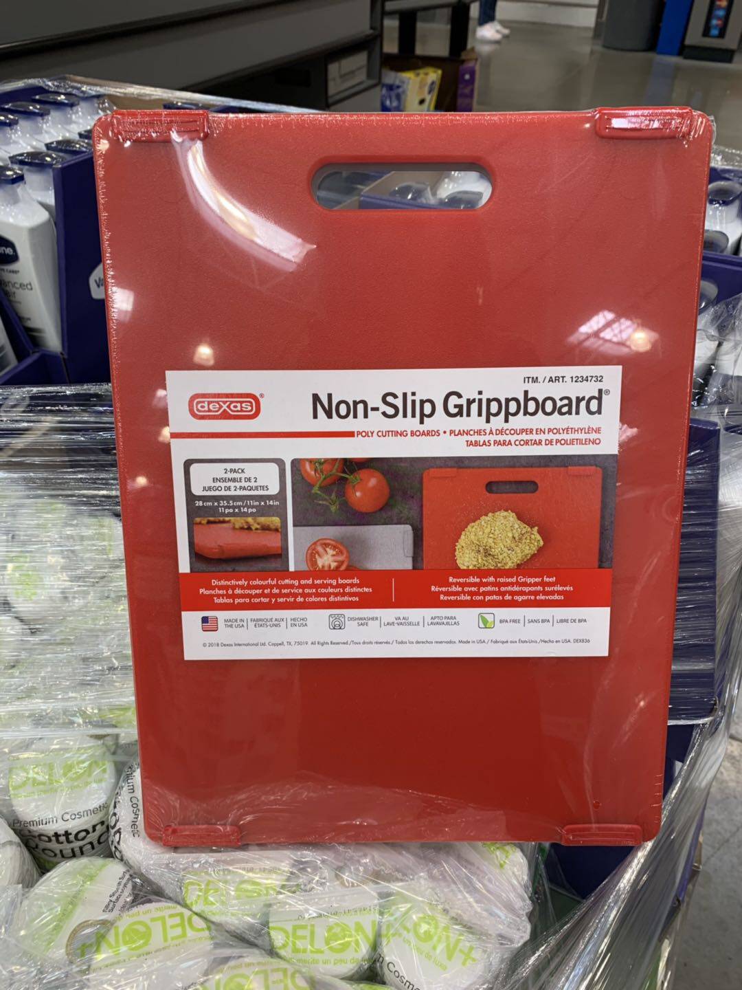 Canada Dexas chopping block plastic cutting board chopping board 28cm x 35 5cm (one in red grey each)