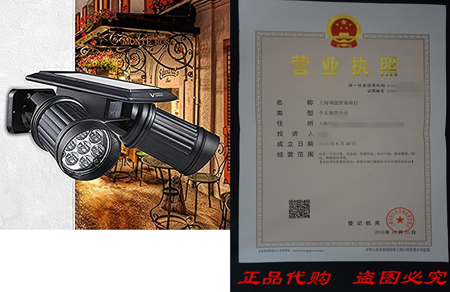 Vinus Solar Powered Lights PIR Motion Sensor Dual Head Spot