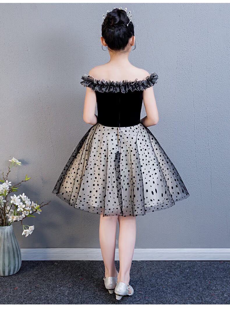Cô gái sinh nhật công chúa váy fluffy trẻ em người mẫu catwalk nhỏ chủ nhà buổi tối trang phục piano mùa đông quần áo em bé