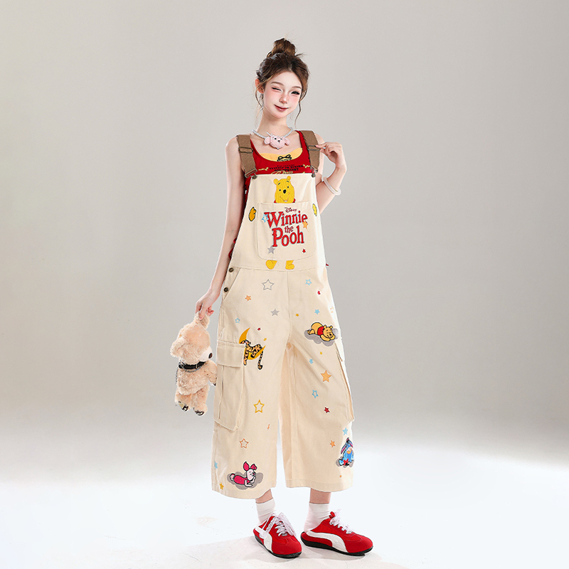 American-Style Cute Embroidered Winnie the Pooh Overalls for Girls, Summer Disney Outfit, Loose Casual Suspenders Pants American-Style Cute Embroidered Winnie the Pooh Overalls for Girls, Summer Disney Outfit, Loose Casual Suspenders Pants
