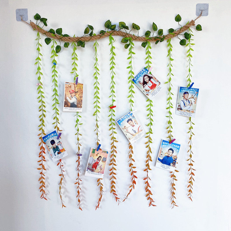 Photo Wall Wall Wall Decoration Self-Adhesive Creative Hemp Rope Clip Emulation Tree Vine Brief Wall Cloth View Ring Creation Free Punch-Taobao