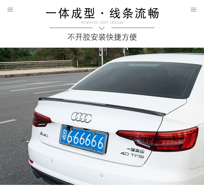 18/18/19 Phiên bản thể thao sửa đổi của Audi a4l cánh sau cánh cố định ban đầu trang trí bên ngoài bằng sợi carbon - Sopida trên cánh lướt gió civic