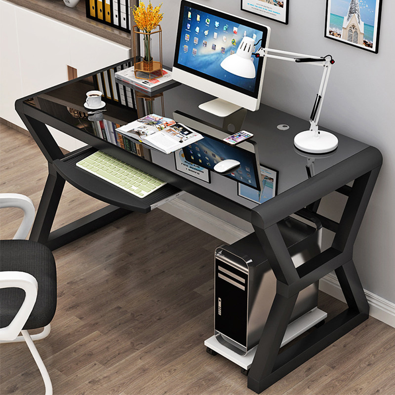 Computer desktop desk home simple modern economical computer desk desk tempered glass desk study desk