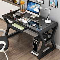  Computer desktop desk Household simple modern economical computer desk desk Tempered glass desk Learning desk