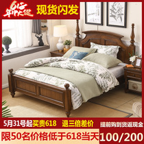American solid wood bed 1 8 m double bed main sleeper wedding bed High case storage air pressure bed 1 m 5 white bed