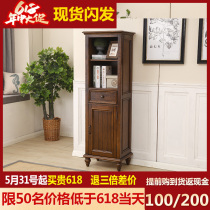 American Countryside High Cabinet Lockers High Wine Cabinet Eurostyle Style White Wax Solid Wood Single Door Cabinet Living Room TV Side Cabinet