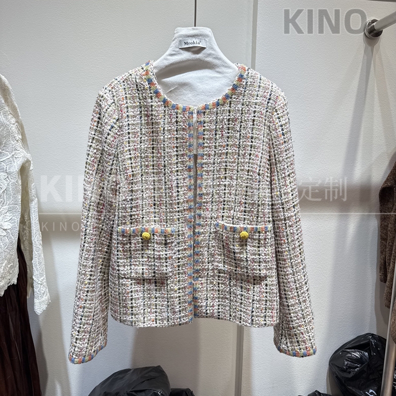 European Genuine Goods Mk2025 Autumn Style Korean Design-Inspired Chanel-Style Round-Neck Tweed Elegant Jacket for Women 26092