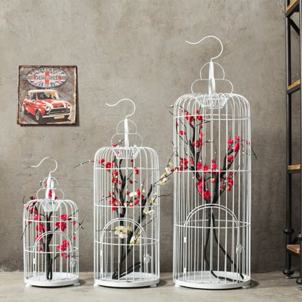 Decorative Bird Cage Iron Art Bird Cage Decoration Bird Cage Swing Piece White Bird Cage Floral Shop Window Bird Cage Props