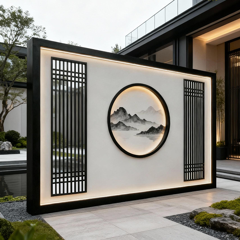 Aluminum Alloy Outdoor Screen Partition Wall, Outdoor Courtyard Shadow Wall, Entrance Wall, Stainless Steel Light Shadow Wall