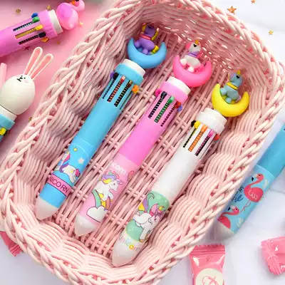 Multi-color pen Press ballpoint pen 0 38mm very fine ballpoint pen female cute girl net red multi-color