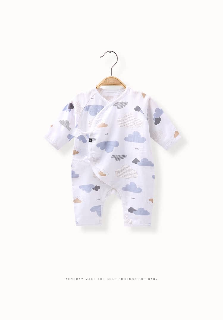Angbe babyiesies mùa hè gạc mỏng haber sơ sinh 0-3-6 tháng nhà sư quần áo cotton mùa hè - Áo liền quần đồ thú cho bé