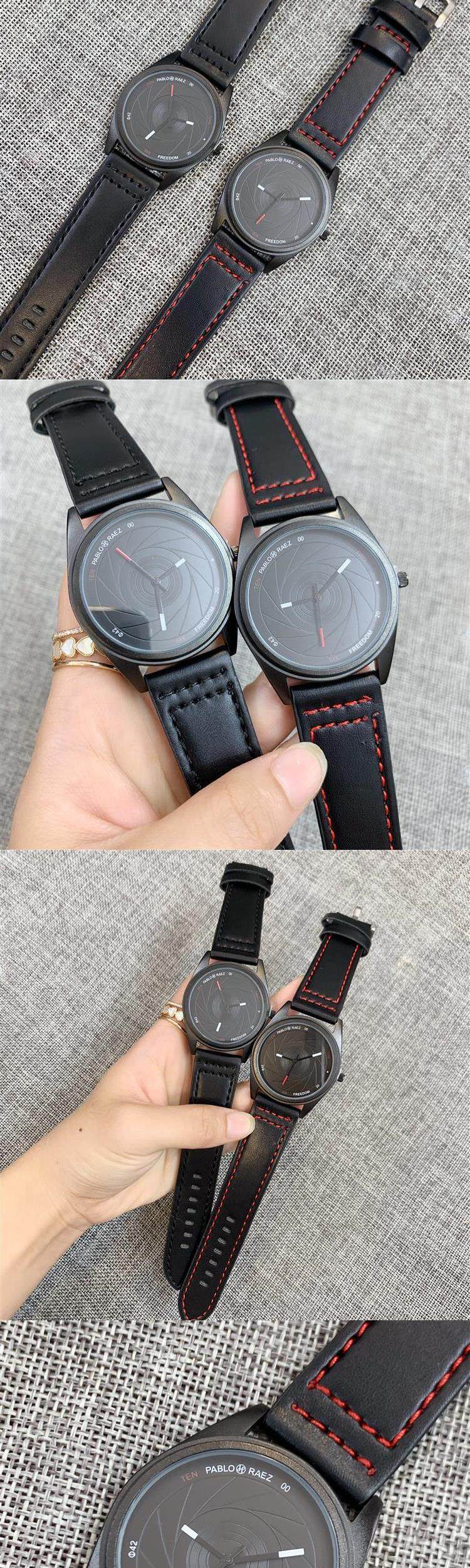 New Fashion watch Spiral Dial Personalized Men's Belt Quartz Tungsten Steel Black Case_voghion.com