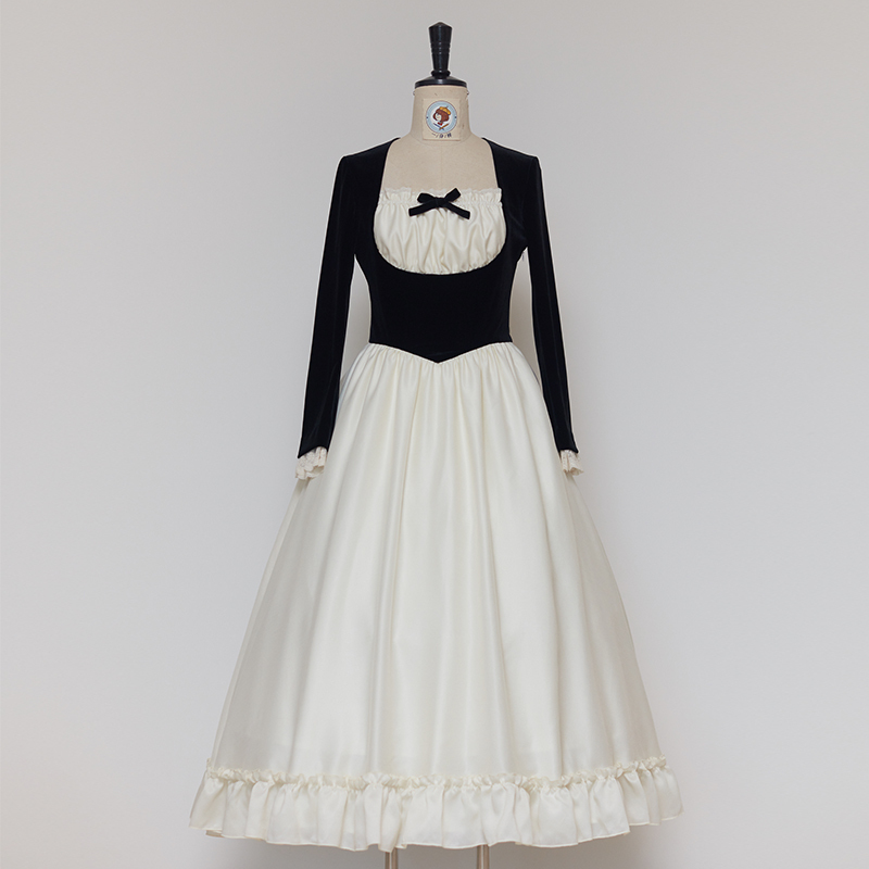 【Tuanche】Black Velvet Patchwork Dress | August-September Group 【Tuanche】Black Velvet Patchwork Dress | August-September Group