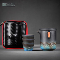 Touch Miss Travel ceramic kung fu tea set tea separation teapot tea cup one pot three Cups carrying case