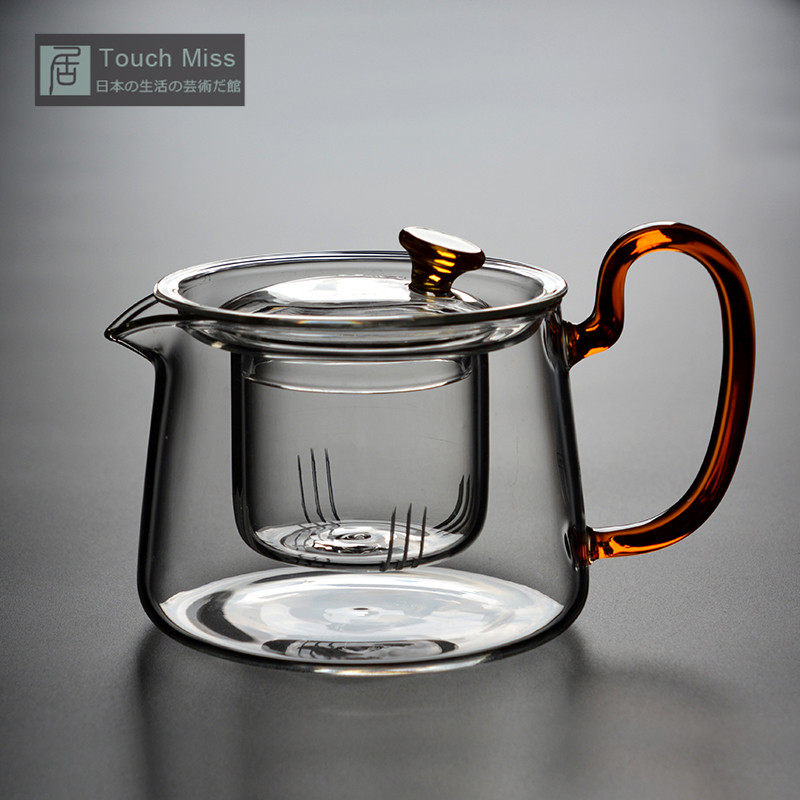 Touch Miss transparent heat-resistant glass teapot thickened, high temperature filtered, heated tea cooker, bubble teapot