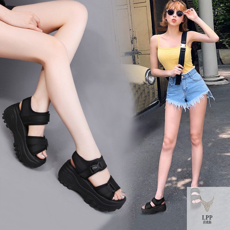 2021 new sports sandals female summer dad sandals pregnant women sponge sandals increase hollow student temperament tide