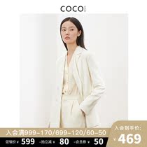 COCOCOZI silk blazer womens short 2021 autumn and winter new mulberry silk solid color career top