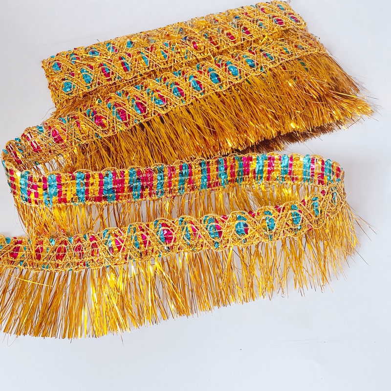 Mid-Autumn Festival Folding Tower Folding Flower Basket Decoration Golden Tassel Dragon Whisker Lace Strip DIY Handicrafts