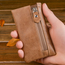 Cow Leather Mens Real Leather Car Key Bag Woman Contained Mini-Zero Wallet Integrated Brief Multifunction Lock Spoon Bag New Small