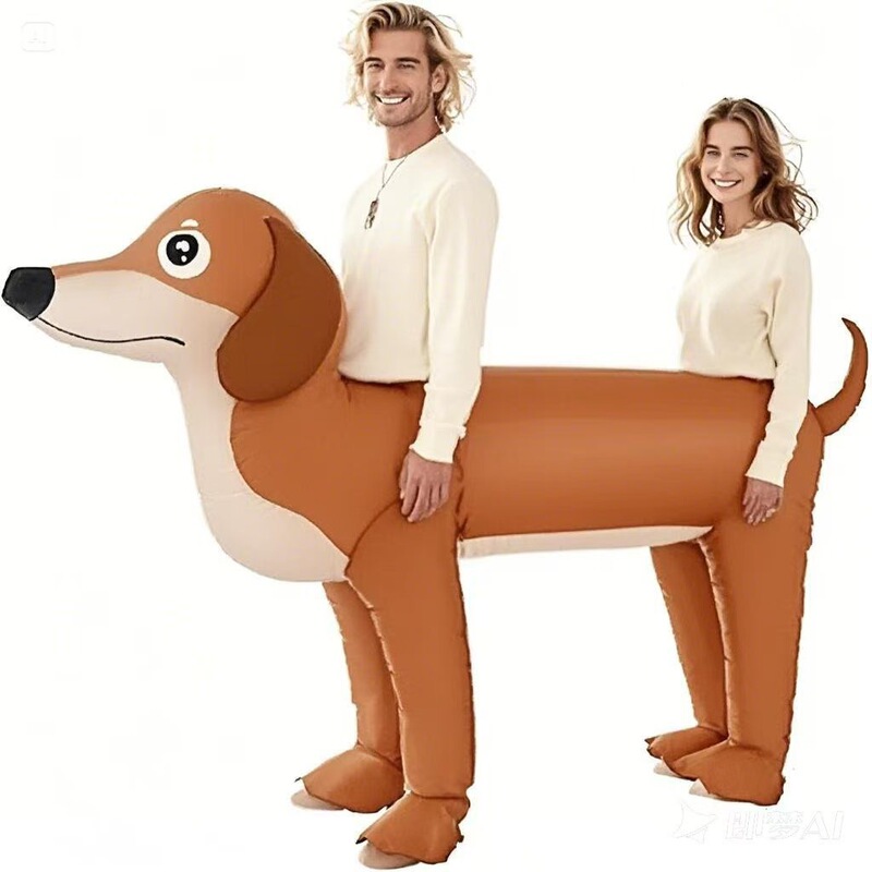 Halloween Funny Inflatable Puppy Costume for Adults, Couple Cartoon Animal Clothes, Brown Double Inflatable Suit Halloween Funny Inflatable Puppy Costume for Adults, Couple Cartoon Animal Clothes, Brown Double Inflatable Suit
