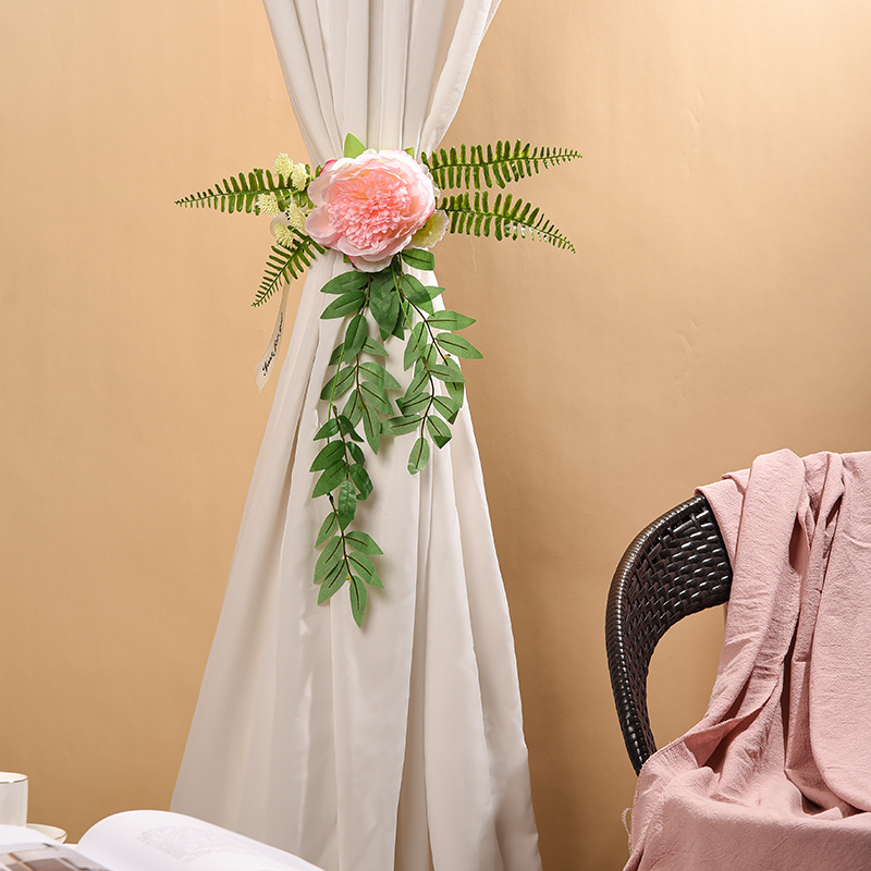 Nordic Curtain Emulation Floral Tying bedroom window Window Yarn Light Lavish Drapery Curtain Creative Floral tying Rope Clasp Decoration Advanced-Taobao