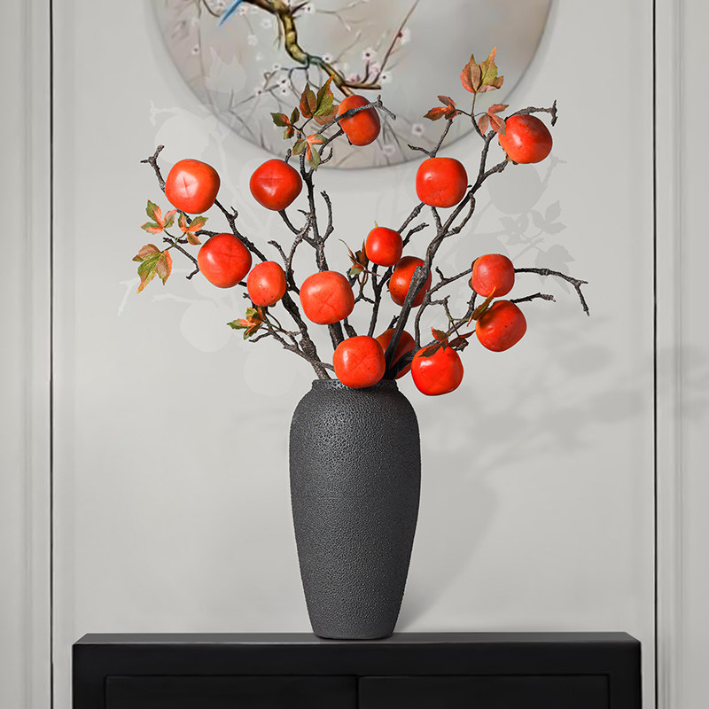 Simulation of persimmon fruit branches fake flower New Year flower living room decoration dry flower table setting things up