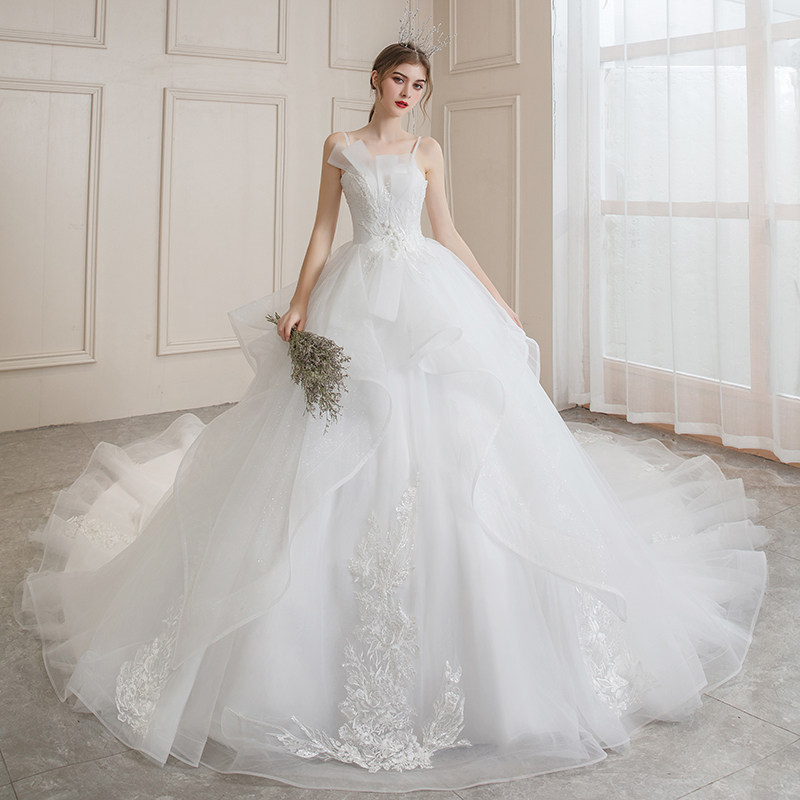 Bandeau Wedding Dress 2021 New Bridal Sen main yarn premium texture dress simple 2022 Senior Heavy Industry tail