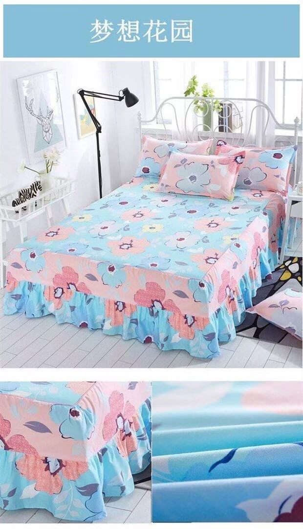 Tấm trải giường bảo vệ giường đơn mảnh loại 1,5 m 1,8x2.0m tạp dề bụi tấm giường đặt đôi 2x2.2 - Váy Petti drap giường có viền