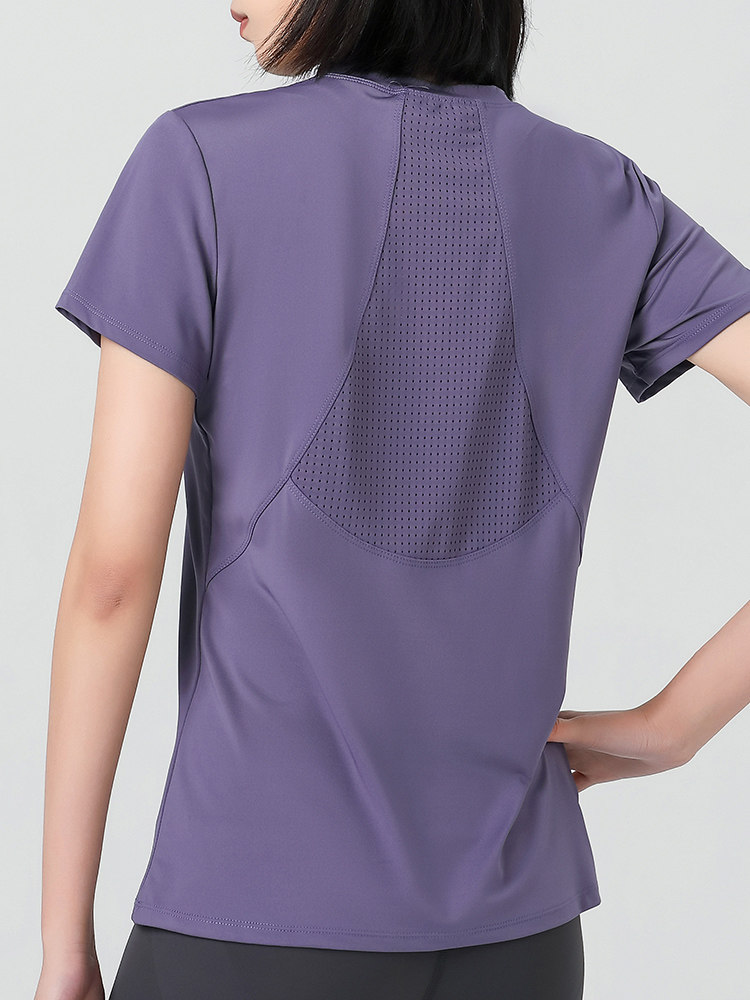 Plus size sports short sleeves women's loose T-shirt quick dry running training fitness yoga clothes breathable thin top summer