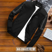 Jacket Mens jacket mature and stable spring and autumn baseball suit plus fat plus size loose fat Korean version of the trend