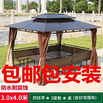 Swing leisure park steel structure iron package installation Pavilion outdoor pavilion simple outdoor rooftop wooden house terrace terrace