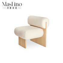 Masfino Nordic designer Idea Silent Wind Solid Wood Lamb Wool Casual Chair Leaning Back Chair Art Sofa Chair