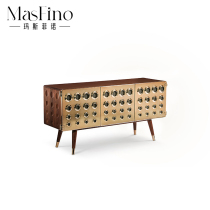 Masfino modern minimalist stainless steel gilded colour honeycomb locker villa hotel living room TV cabinet Nordic