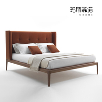  MSFN Nordic simple solid wood bed Four seasons bedroom 1 8m single double bed Minimalist luxury adult king bed Master bedroom