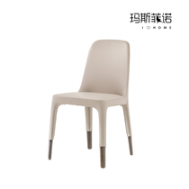  MSFN Nordic solid wood retro dining chair designer creative leather simple solid wood foot furniture home restaurant seating