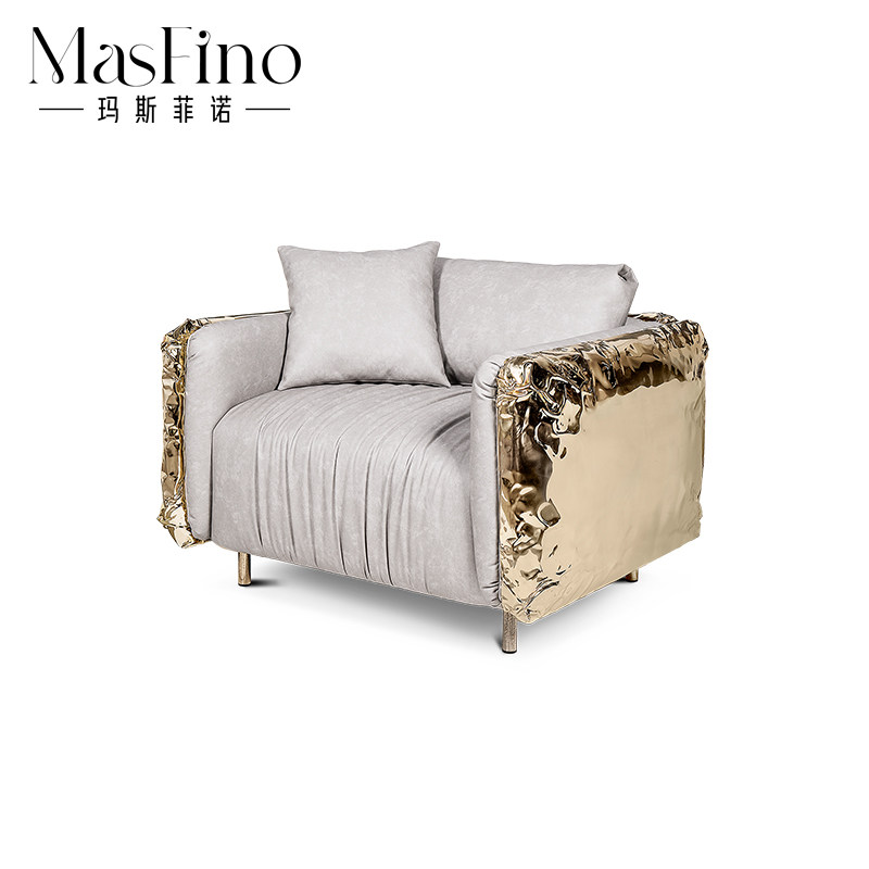 Masfino Italian Light Luxury Ball Pibusha Discovers a Sumple Room for a Simple Living Room Single Sofa Chair Villa