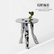 Masfino modern creative art corner a few baroque stainless steel handmade pleated tea table Home living room edge a few