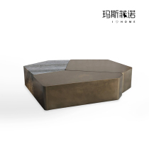 MSFN Modern Light Extravaganza Design Creative Art Unique Geometric Splicing Combined Marble Metal Tea Table Living Room