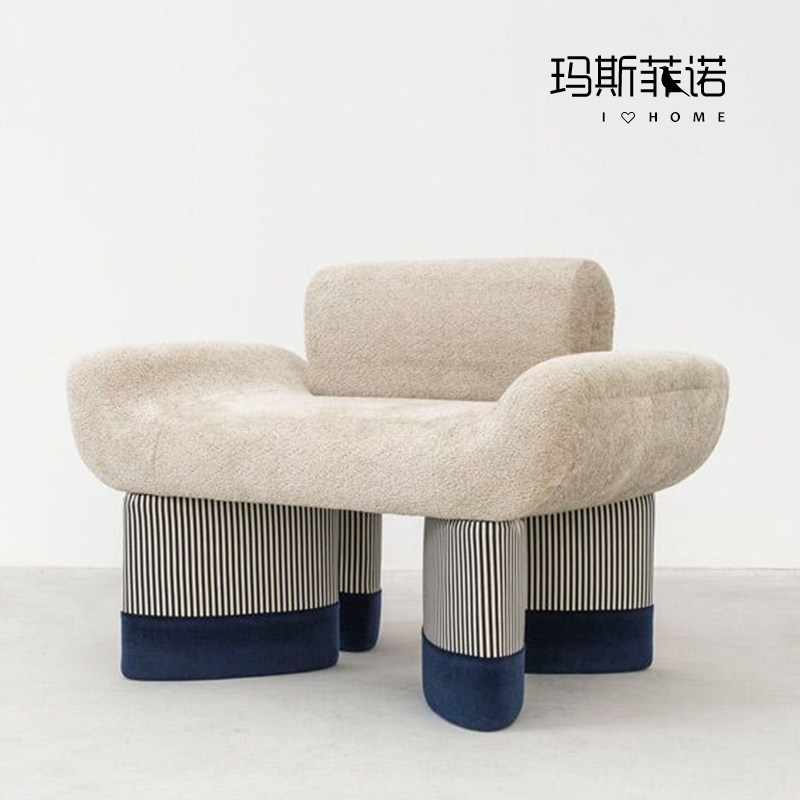 Masfino Nordic Modern Hotel Limited Art Lamb Casual Chair Living Room Creative Fabric Single-Person Sofa