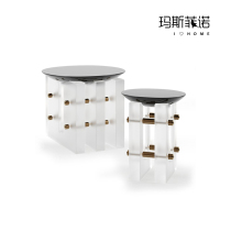 Masfino Morden Modern Designer Creative Metal Solid Wood Acrylic Segmental Tea Table Living-room Sample Room