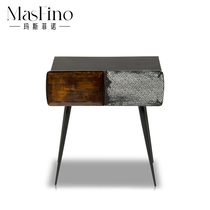 Masfino Italian style bed head cabinet minimalist modern design solid wood corner cabinet sofa small cabinet bedroom edge a few