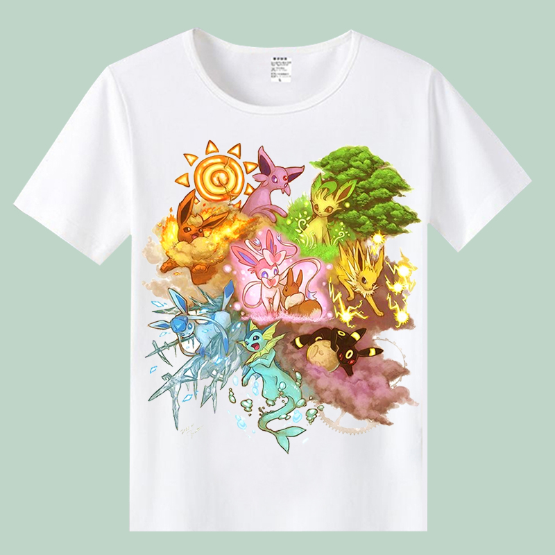 Pokemon Elf Poco Giấc Mơ Phim Hoạt Hình Anime Quần Áo Pokemon Pikachu Ngắn Tay Áo T-Shirt hình dán sticker dễ thương
