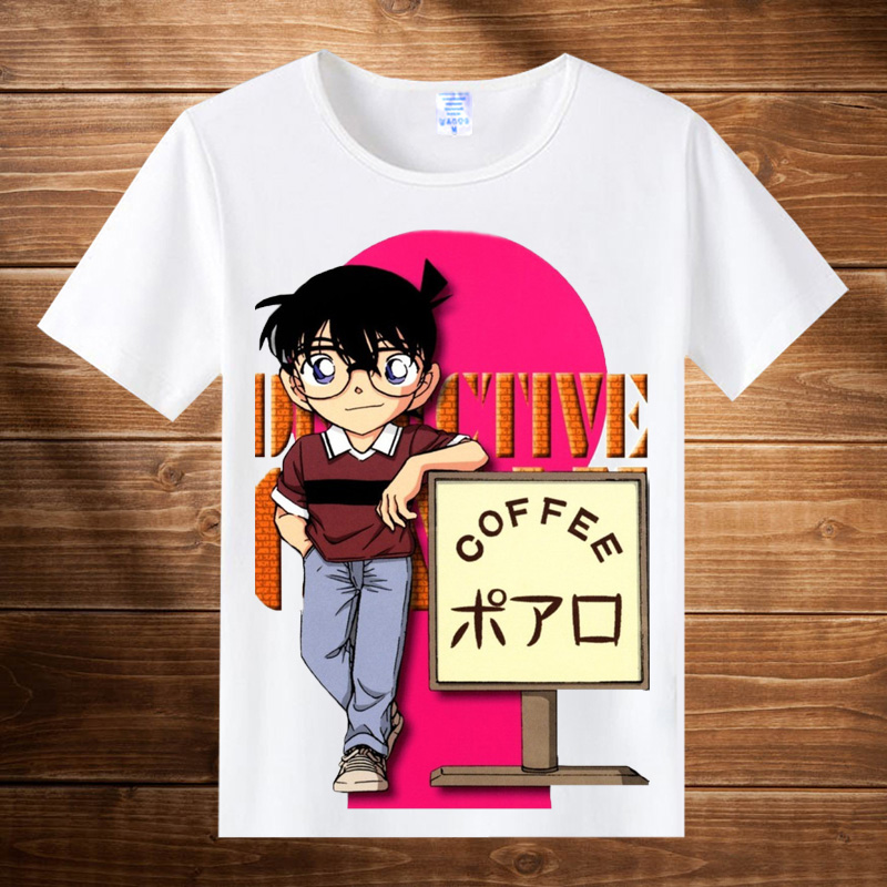 Thám tử Conan t-shirt nam phim hoạt hình anime ngắn tay sinh viên mùa hè quần áo giản dị cổ tròn đáy áo các hình sticker cute