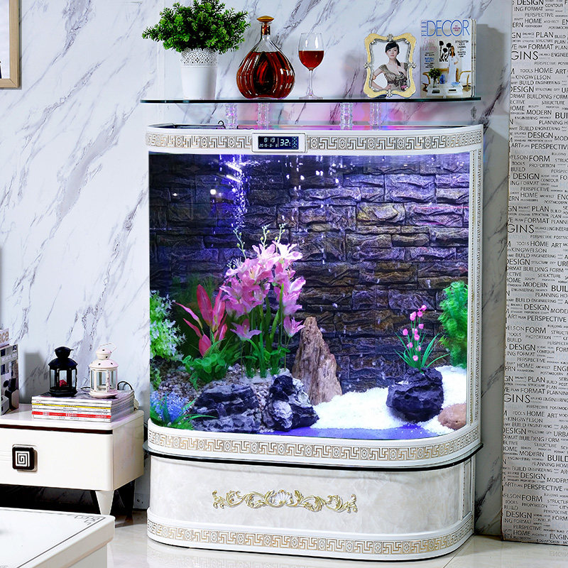Fish tank aquarium European-style Ecological glass gold fish tank Living room Large Home Bottom Filter Creativity Customizable